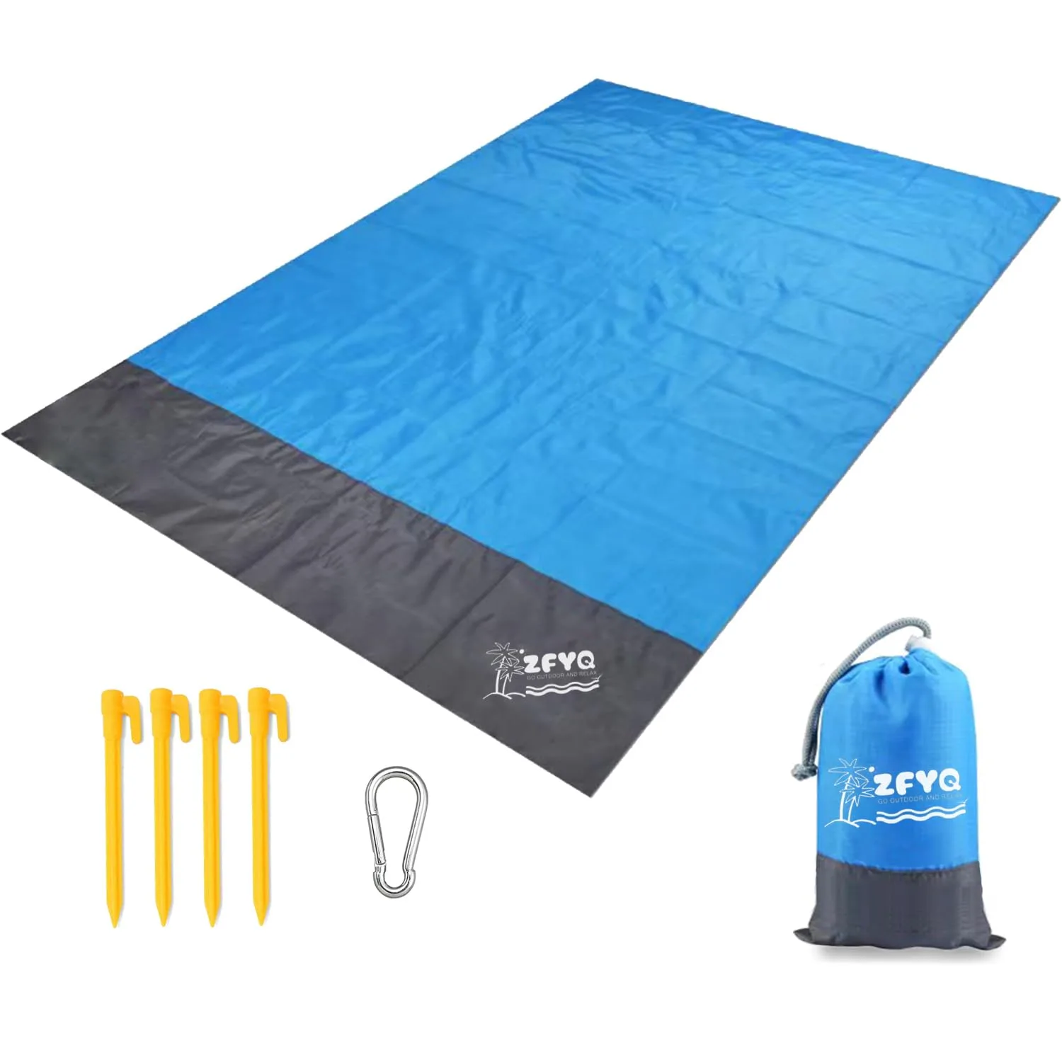 Alfombras de Playa, 200 x 210 cm Manta de Picnic con 4 Estaca Fijo para la Playa Acampar Picnic y Otra Actividad al Aire Libre foto 7