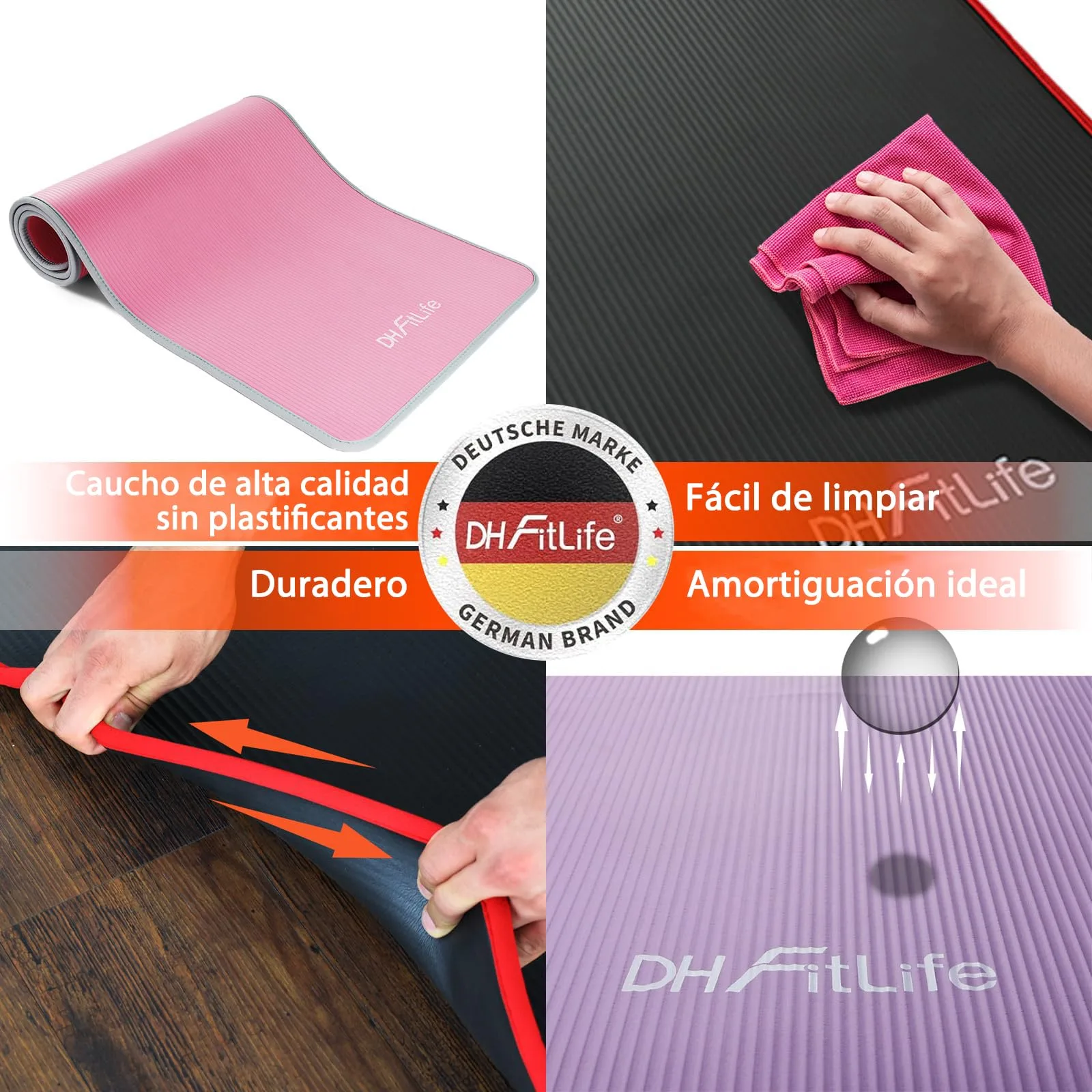DH FitLife Esterilla Fitness NBR 183×61 cm, 10 mm para Yoga y Entrenamiento foto 3