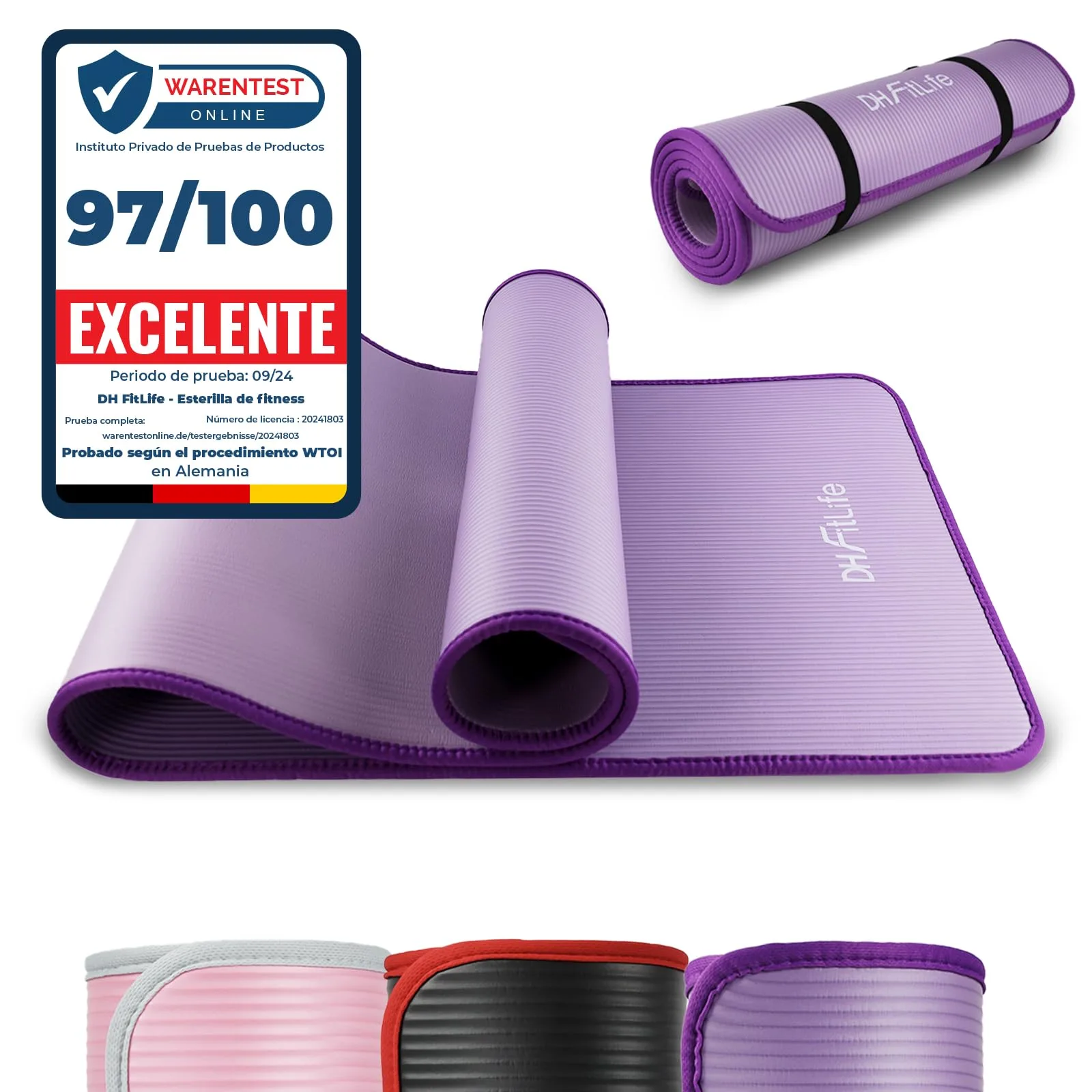 DH FitLife Esterilla Fitness NBR 183×61 cm, 10 mm para Yoga y Entrenamiento foto 6