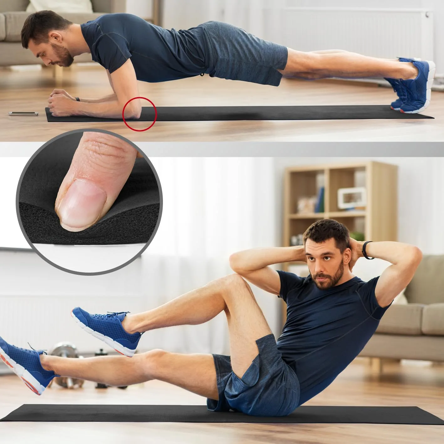 #DoYourFitness® Esterilla de fitness y yoga antideslizante | Para principiantes y avanzados | Grosor de 0,8cm a 2cm | Esterilla de gimnasia que no daña las articulaciones 183cm x 61cm o XXL 190cm x 100cm foto 4
