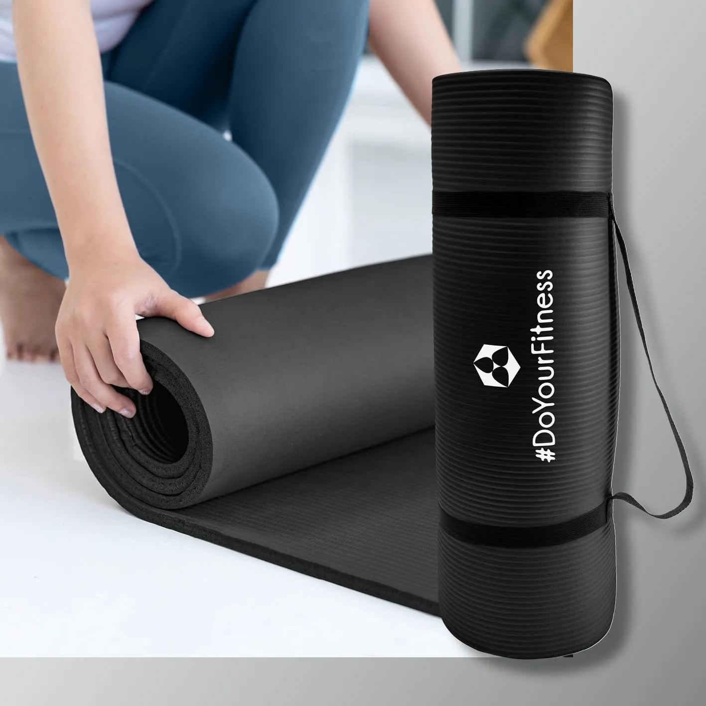 #DoYourFitness® Esterilla de fitness y yoga antideslizante | Para principiantes y avanzados | Grosor de 0,8cm a 2cm | Esterilla de gimnasia que no daña las articulaciones 183cm x 61cm o XXL 190cm x 100cm foto 5