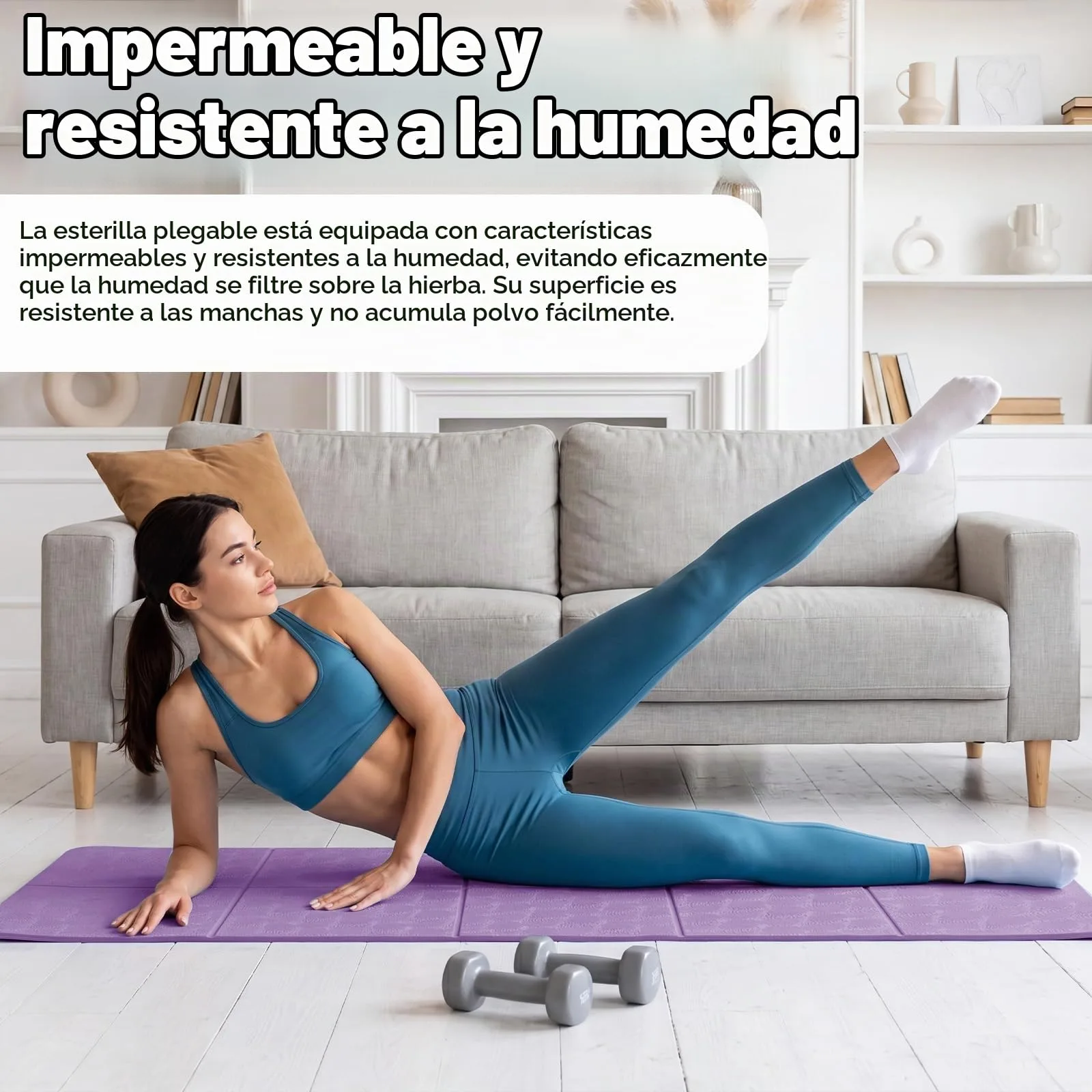 Esterilla de Yoga Plegable, Esterilla de Yoga Portátil Ligera, 183 x 61 x 0,4 cm, Antideslizante Esterilla de Fitness Portátil con Bolsa de Transporte para Viajes, Pilates y Deportes foto 2