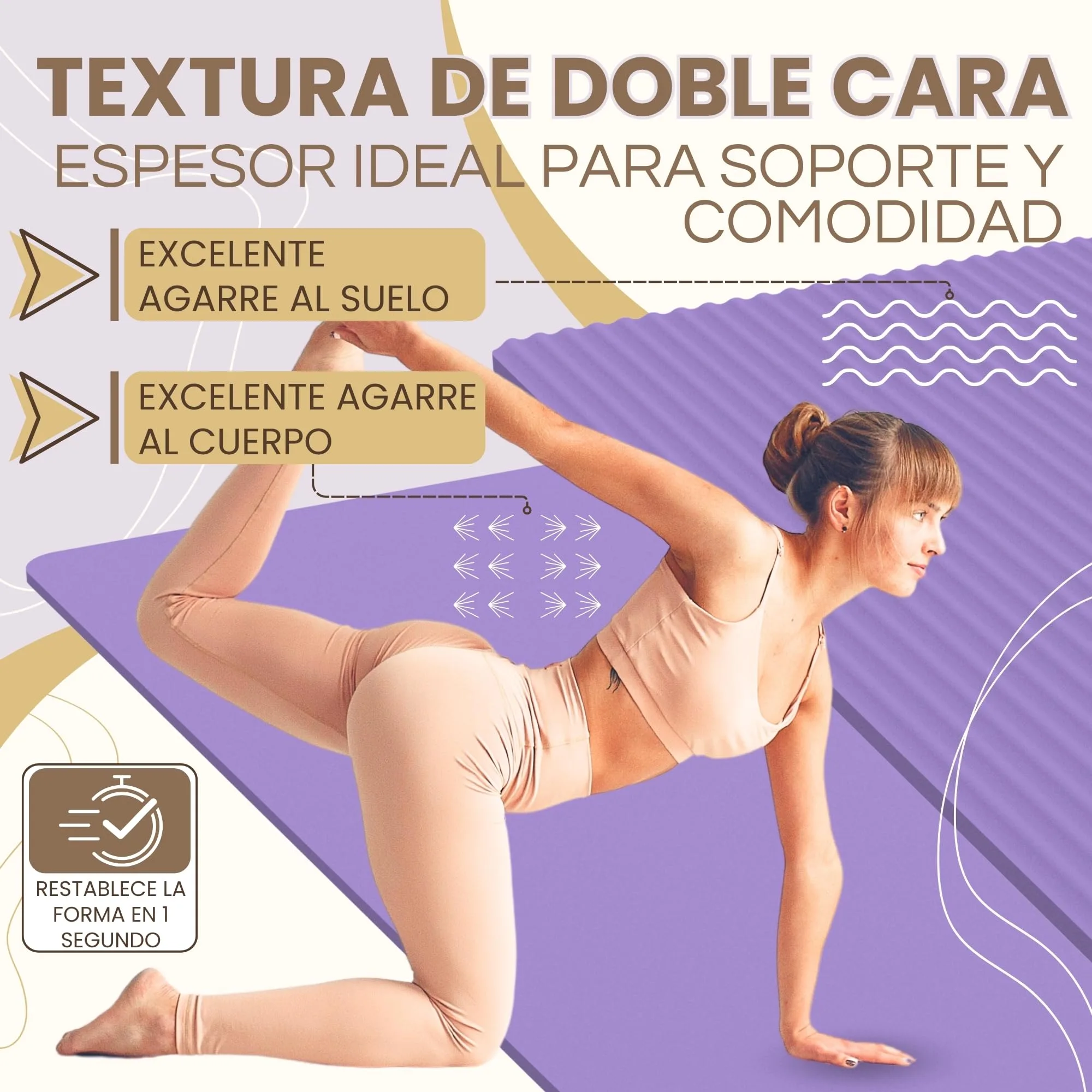 Esterilla Yoga Antideslizante con Correa de Transporte | Esterilla Yoga y Pilates ligera | Perfecto para Actividad diaria foto 1