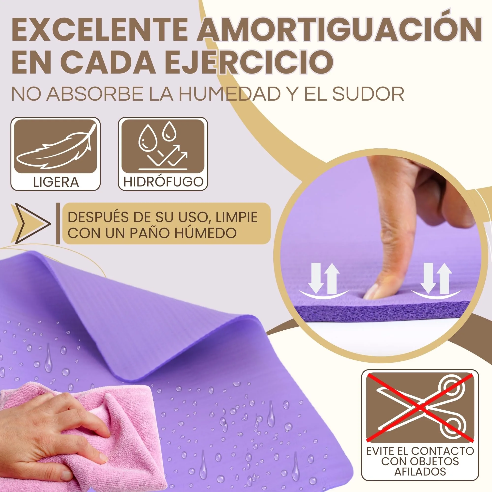 Esterilla Yoga Antideslizante con Correa de Transporte | Esterilla Yoga y Pilates ligera | Perfecto para Actividad diaria foto 3