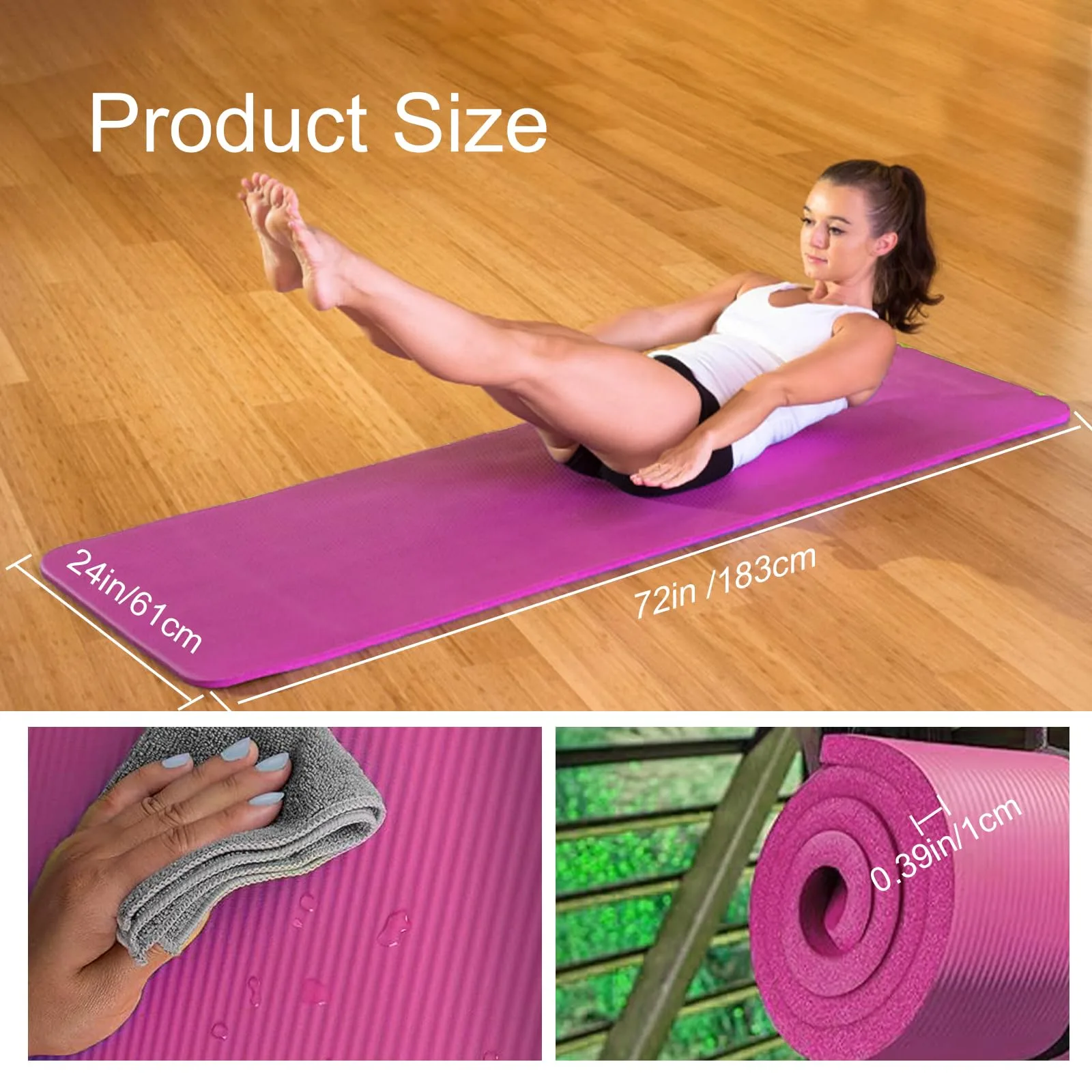 Esterilla Yoga Esterilla Pilates Antideslizante Alfombrilla de Yoga Esterilla Deporte Yoga Mat para Pilates Yoga Fitness 183x61cm foto 3