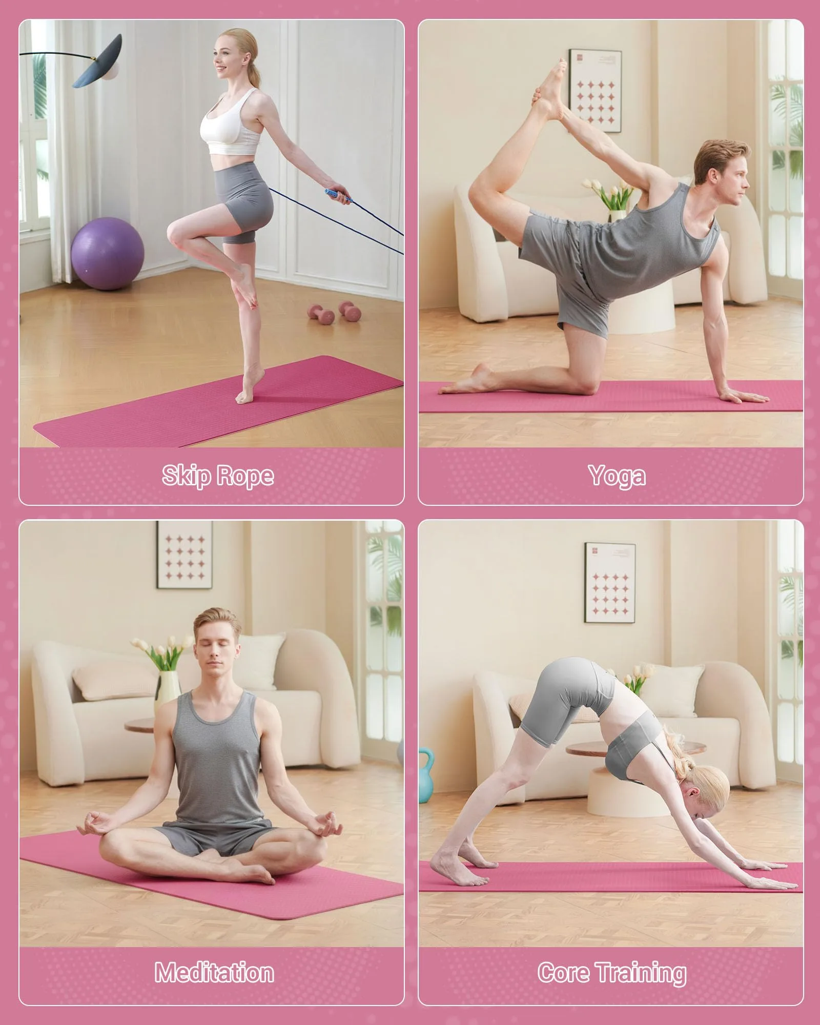Good Nite Esterilla de yoga para ejercicio, fitness, extra gruesa, antideslizante, para deportes, pilates, gimnasio, resistencia con correa de transporte, 183 x 61 x 0,6 cm foto 2