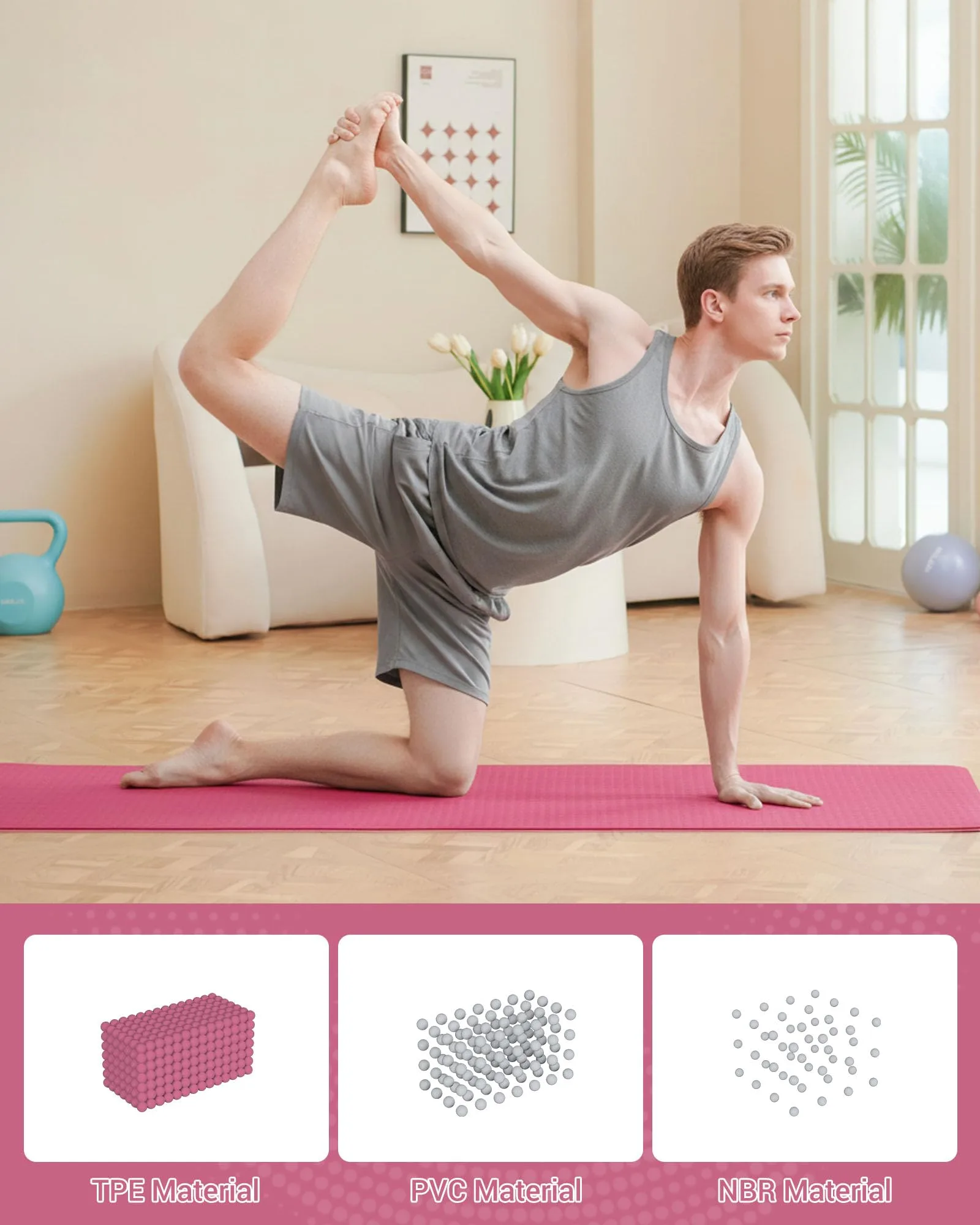Good Nite Esterilla de yoga para ejercicio, fitness, extra gruesa, antideslizante, para deportes, pilates, gimnasio, resistencia con correa de transporte, 183 x 61 x 0,6 cm foto 4
