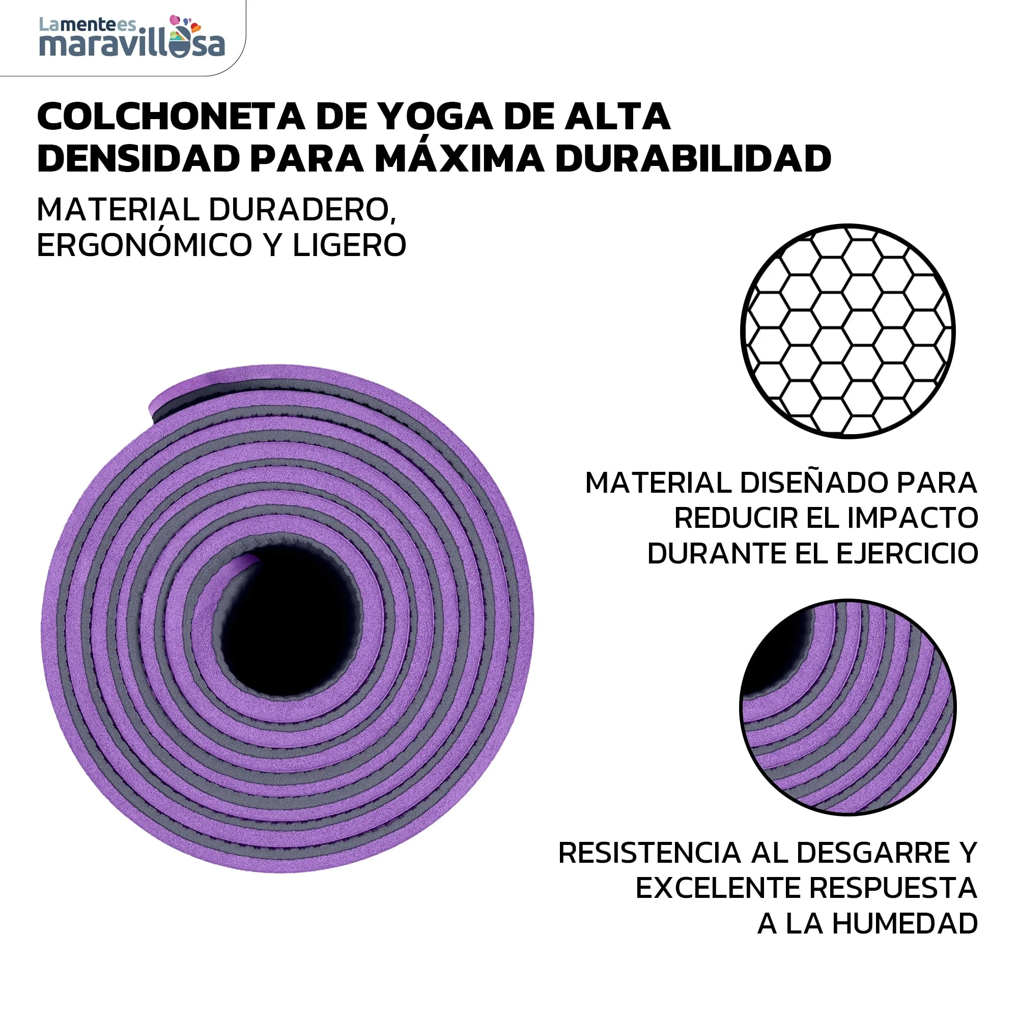 LA MENTE ES MARAVILLOSA - Esterilla de Yoga TPE, 183x61 cm foto 1