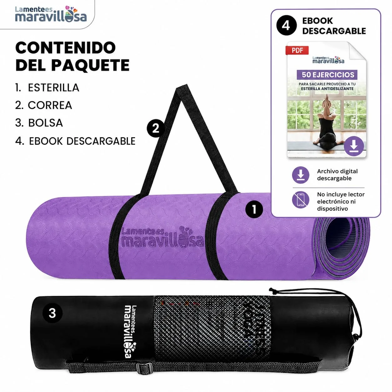 LA MENTE ES MARAVILLOSA - Esterilla de Yoga TPE, 183x61 cm foto 2