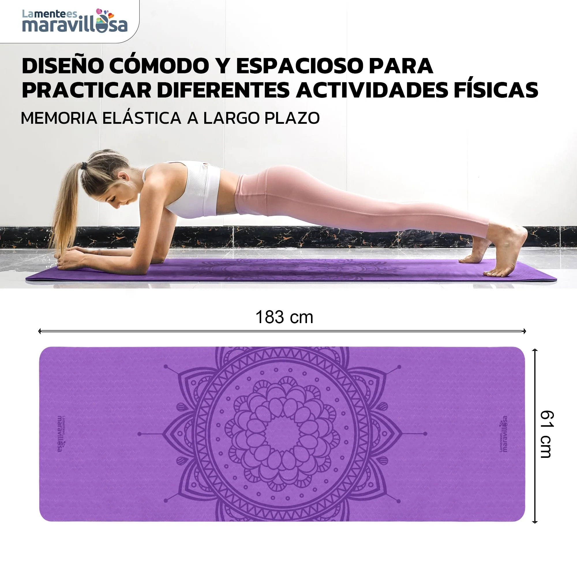 LA MENTE ES MARAVILLOSA - Esterilla de Yoga TPE, 183x61 cm foto 3