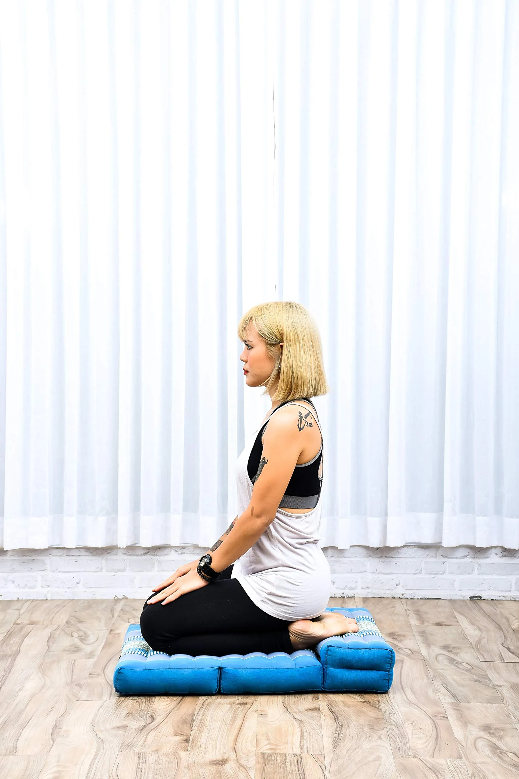 Leewadee Cojín de Meditación Plegable - Kapoc Cojín Suelo para Meditación & Relajación foto 1