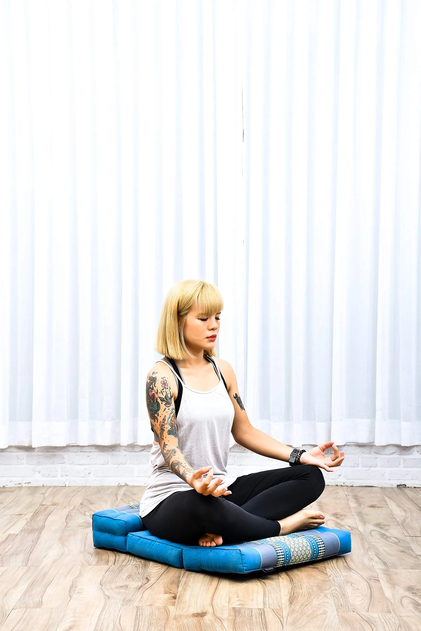 Leewadee Cojín de Meditación Plegable - Kapoc Cojín Suelo para Meditación & Relajación foto 2