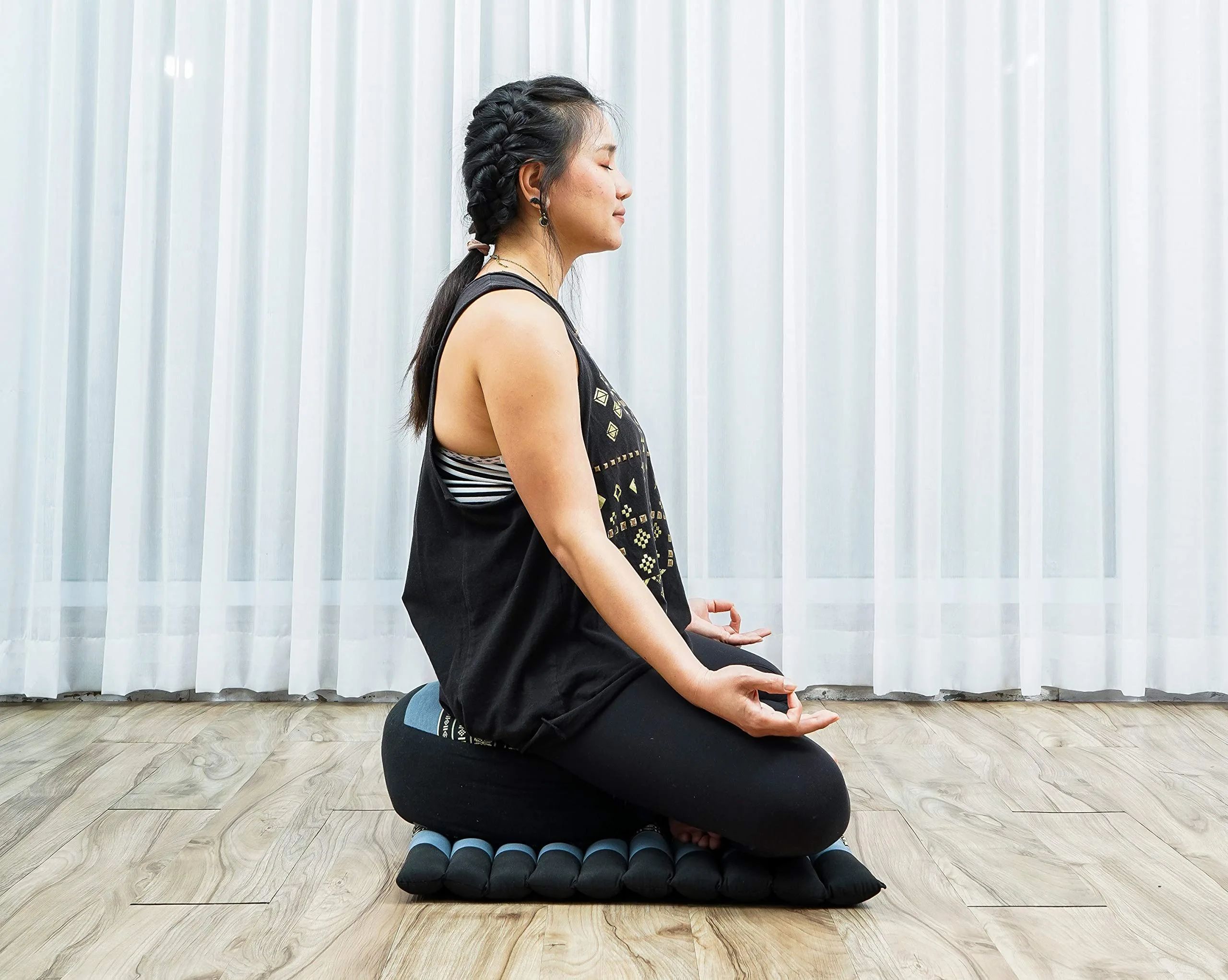 Leewadee Set Meditación Compacto Zafu & Zabuton - Pequeño Cojín Kapok Yoga Zen Zazen foto 3