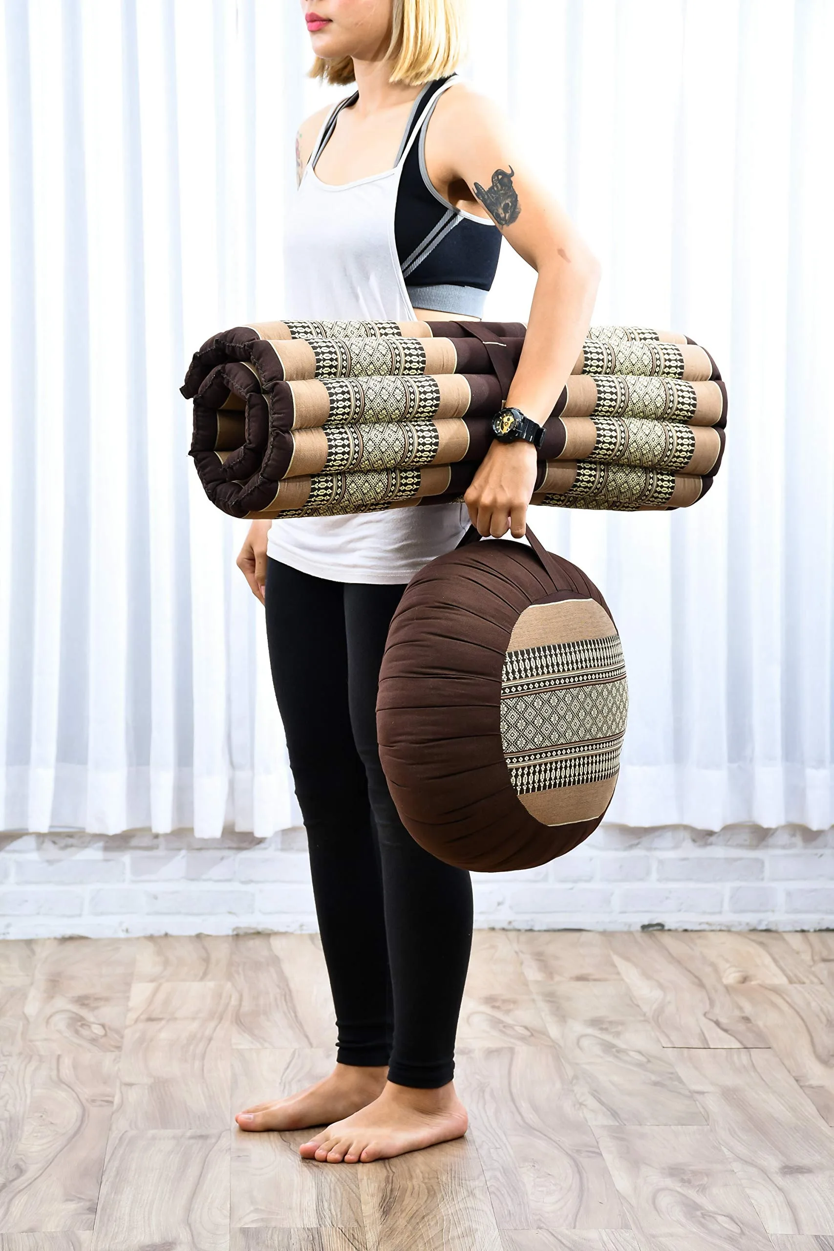 Leewadee Zabuton Esterilla de Meditación - Cojín de Suelo Kapok Yoga Zen Arrodillarse foto 7