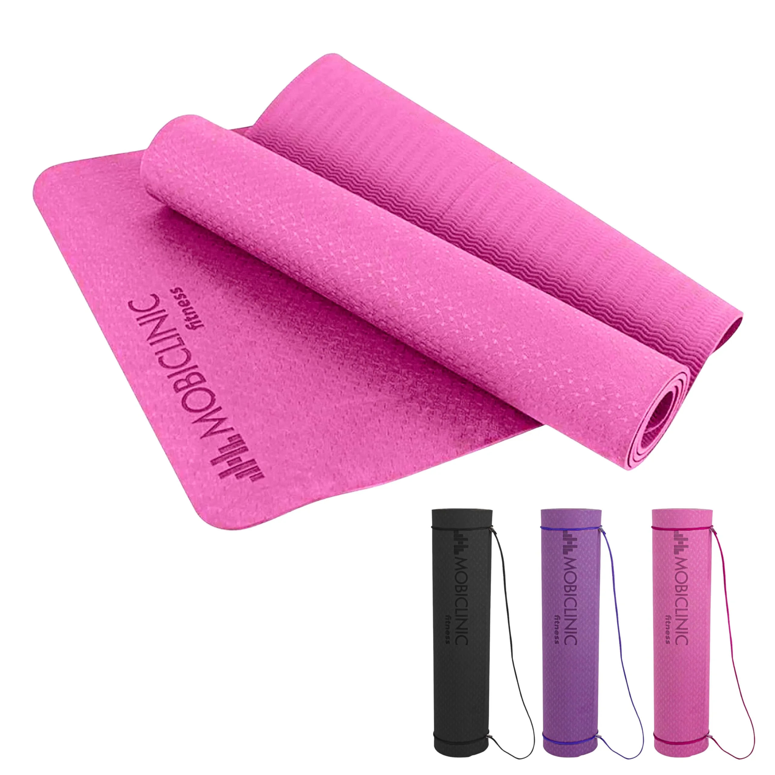 Mobiclinic, Esterilla de yoga, Incluye correa transporte, 6mm grosor, Marca española, Antideslizante, Impermeable, Ecológica, Fitness, Deporte, 181x61x0.6 cm, Lavable, Flexible, Tpe, Morado foto 2