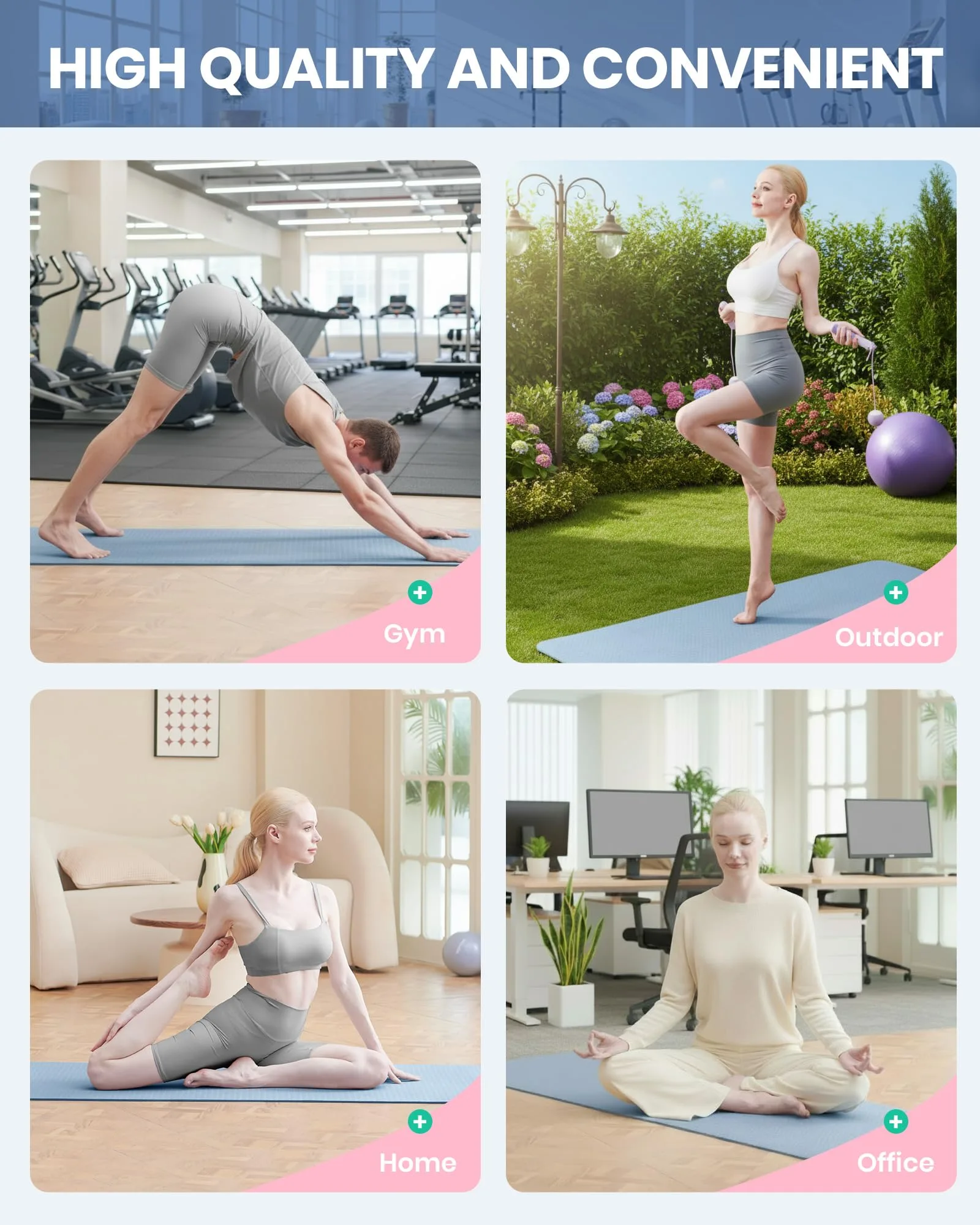Oak & Tea Yoga Mat Thick Non Slip Yoga Mats for Women Men Exercise Mats for Home Gym with Carry Strap TPE Eco Friendly Workout Mat for Yoga Meditation Pilates 183x61x0.6cm foto 5