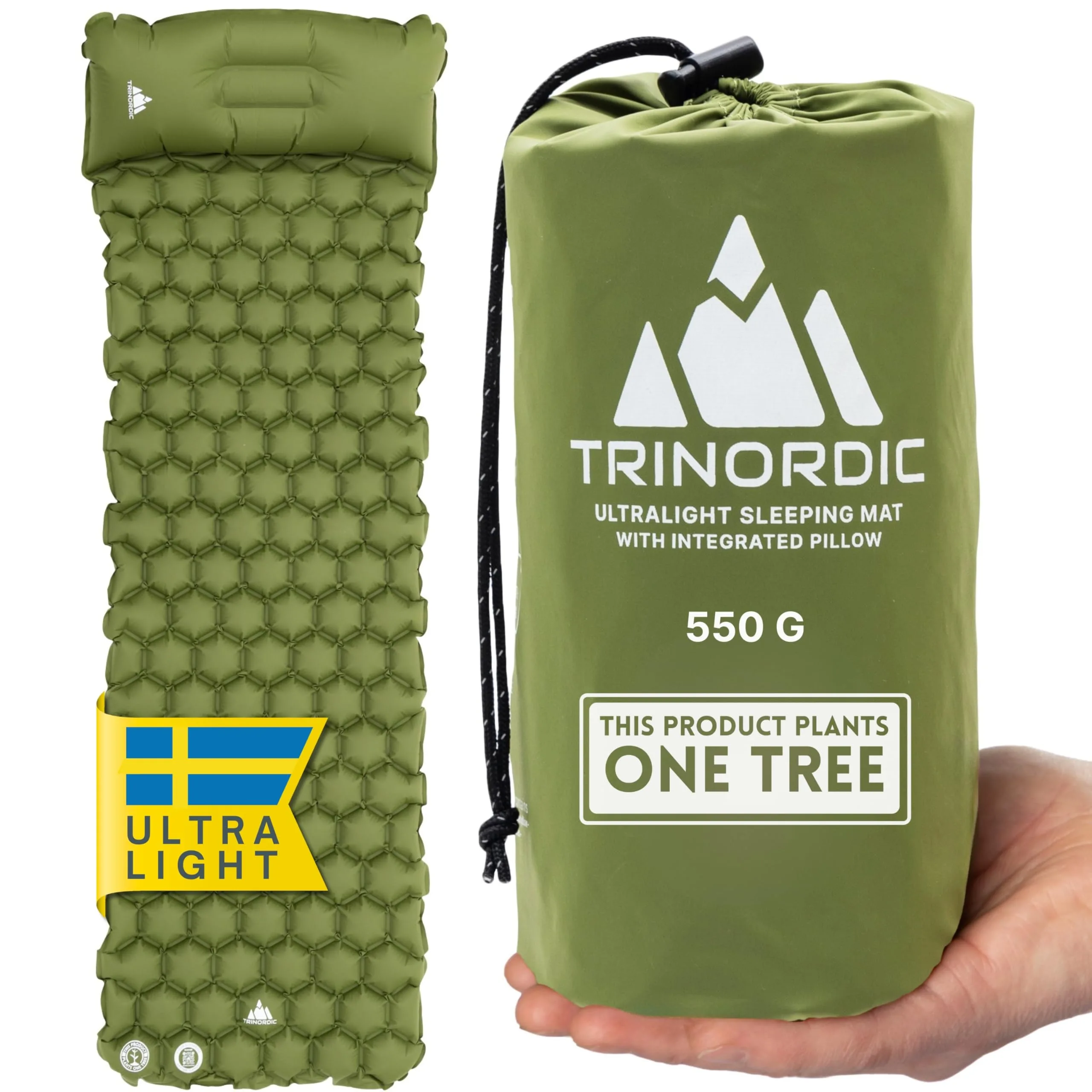 TRINORDIC Colchoneta de camping ultraligera inflable para dormir, plegable, ligera, inflable, cama individual, portátil, para mochileros al aire libre, senderismo, viajes
