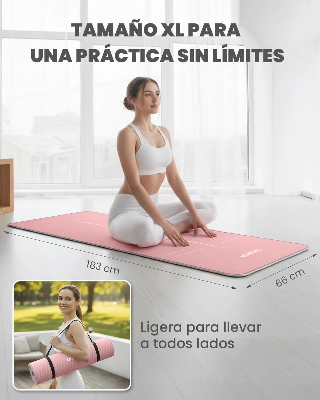 unycos - Esterilla de Yoga NBR con Superficie Antideslizante 183x60 foto 1