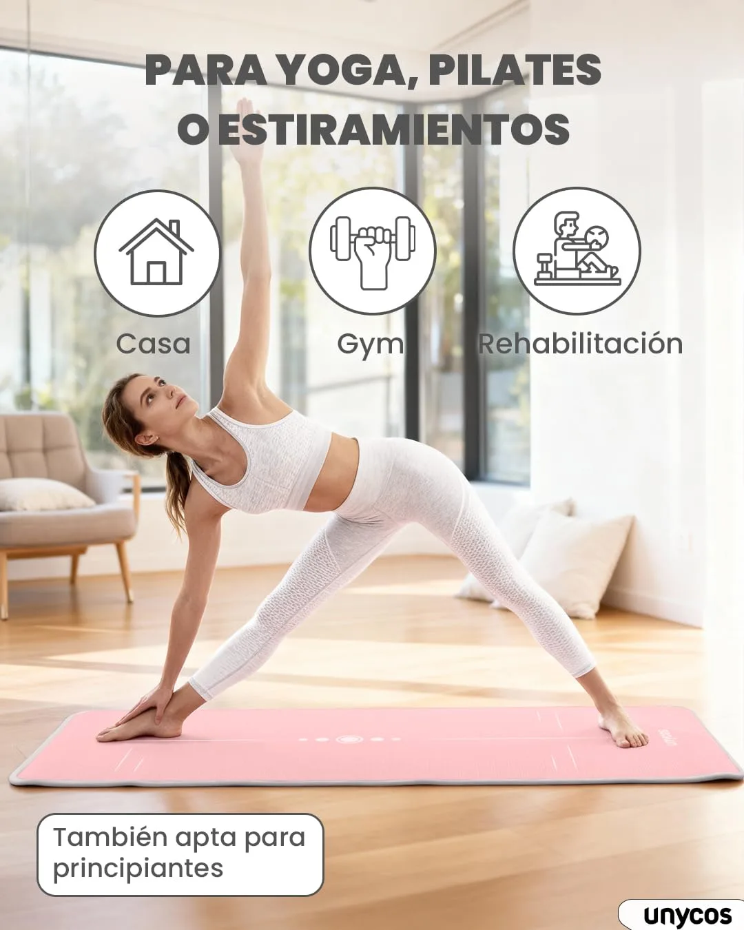 unycos - Esterilla de Yoga NBR con Superficie Antideslizante 183x60 foto 3