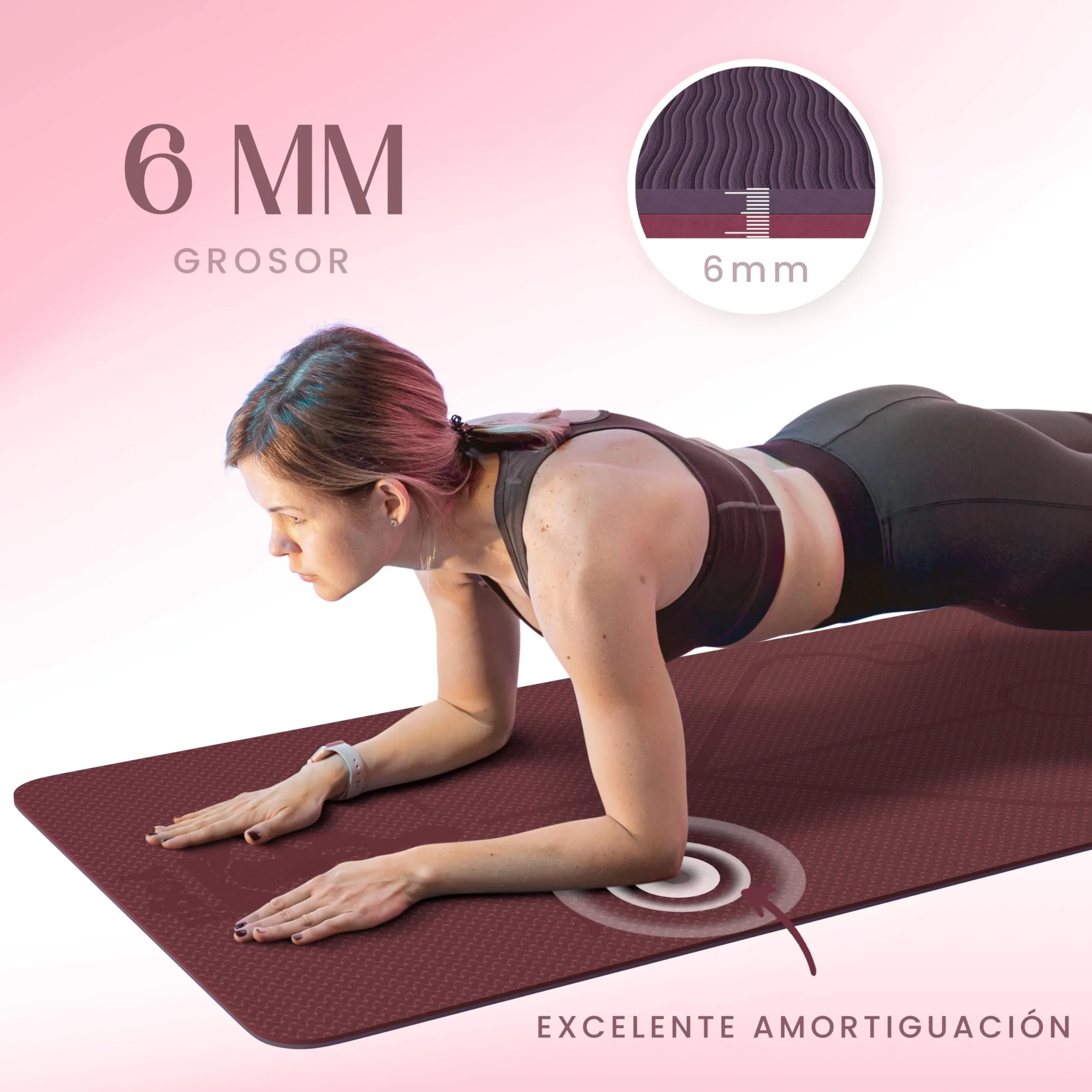 Yogii Esterilla de Yoga 6 mm Antideslizante TPE Líneas de Alineación foto 6